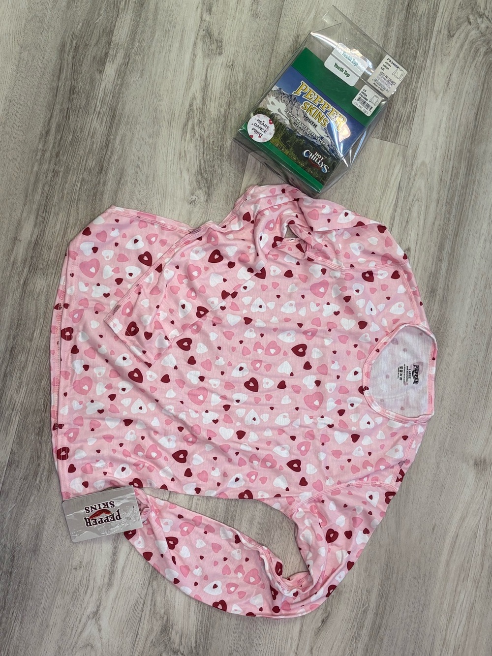 Pink Heart Print Long Sleeve Top